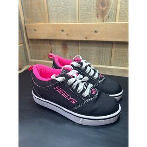 Heelys Youth Size 1 Pro 20 Skate Shoes Black & Pink Canvas Roller Sneaker